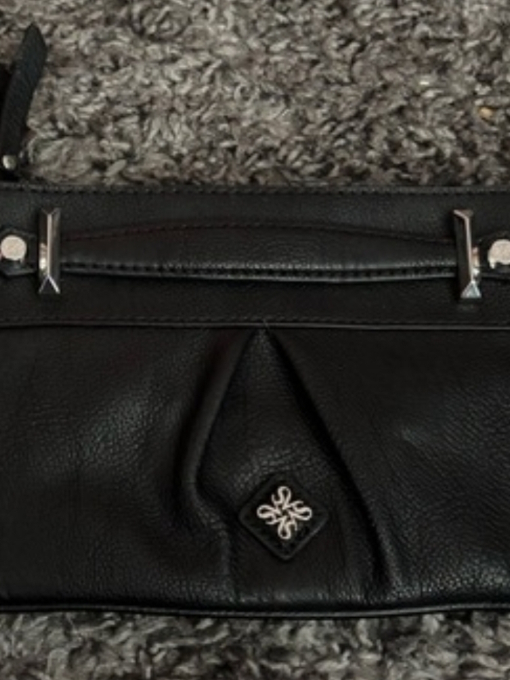 Simply Vera Black Leather Wristlet Clutch with Silver Hardware- Very Nice!